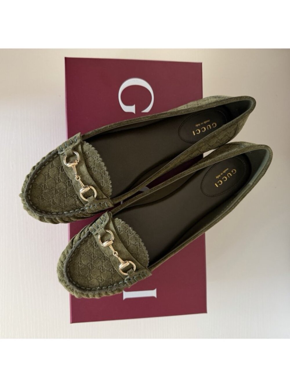 NEW GUCCI Women's GG Suede Kensington Horsebit Loafers EU 39 / US 9 Ballet Flats - Picture 10 of 10